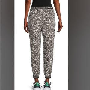 Brand New Max Studio Joggers: Black and White Geo-Print Joggers